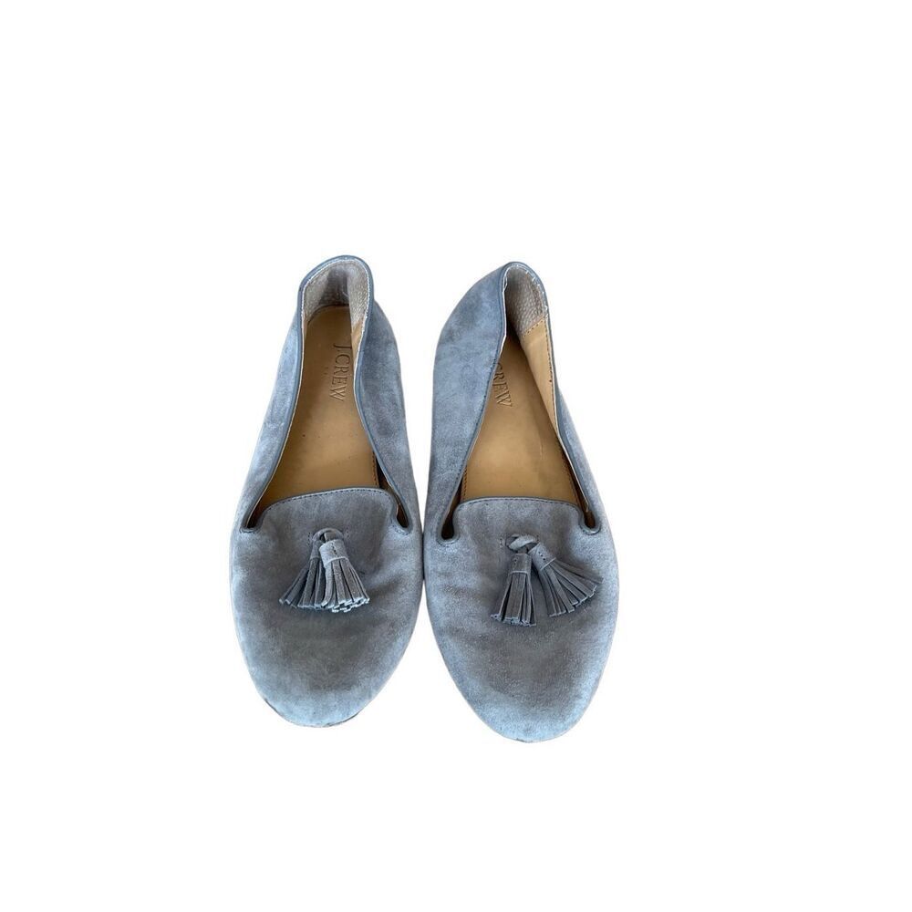 J.Crew Womens Gray Suede Tassel Closed Toe Loafer Flats Size 8